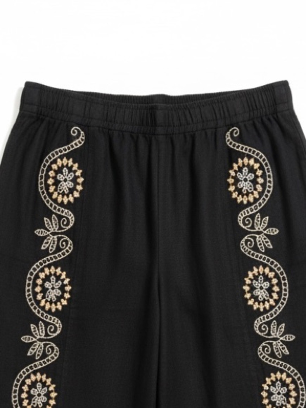 Johnny Was Los Angeles Linen Wide Leg Embroidered Pants Black Size Large - Picture 8 of 10